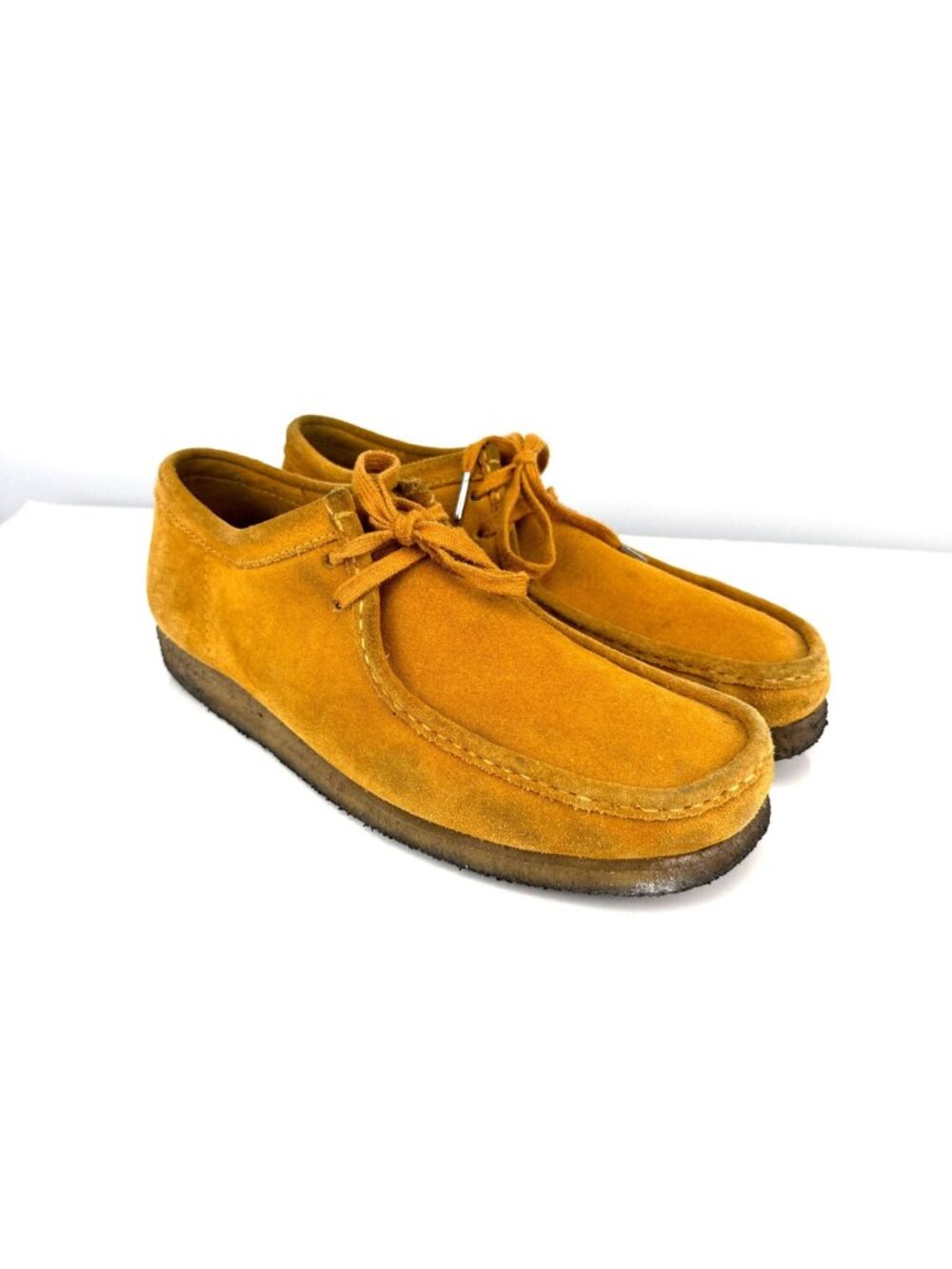 CLARKS ORIGINALS Wallabee Moc Toe Derby‎ Suede Shoes Ochre Size US 11